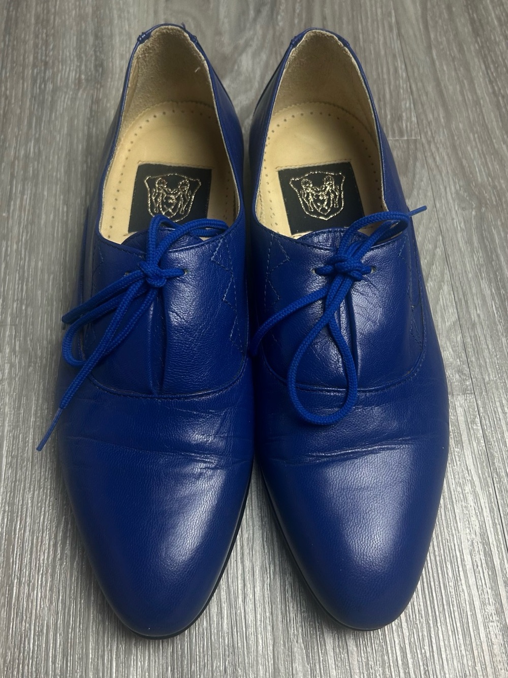 Vintage Foti Blue Leather Oxford Dress Shoes Hand Crafted Portugal Men 7